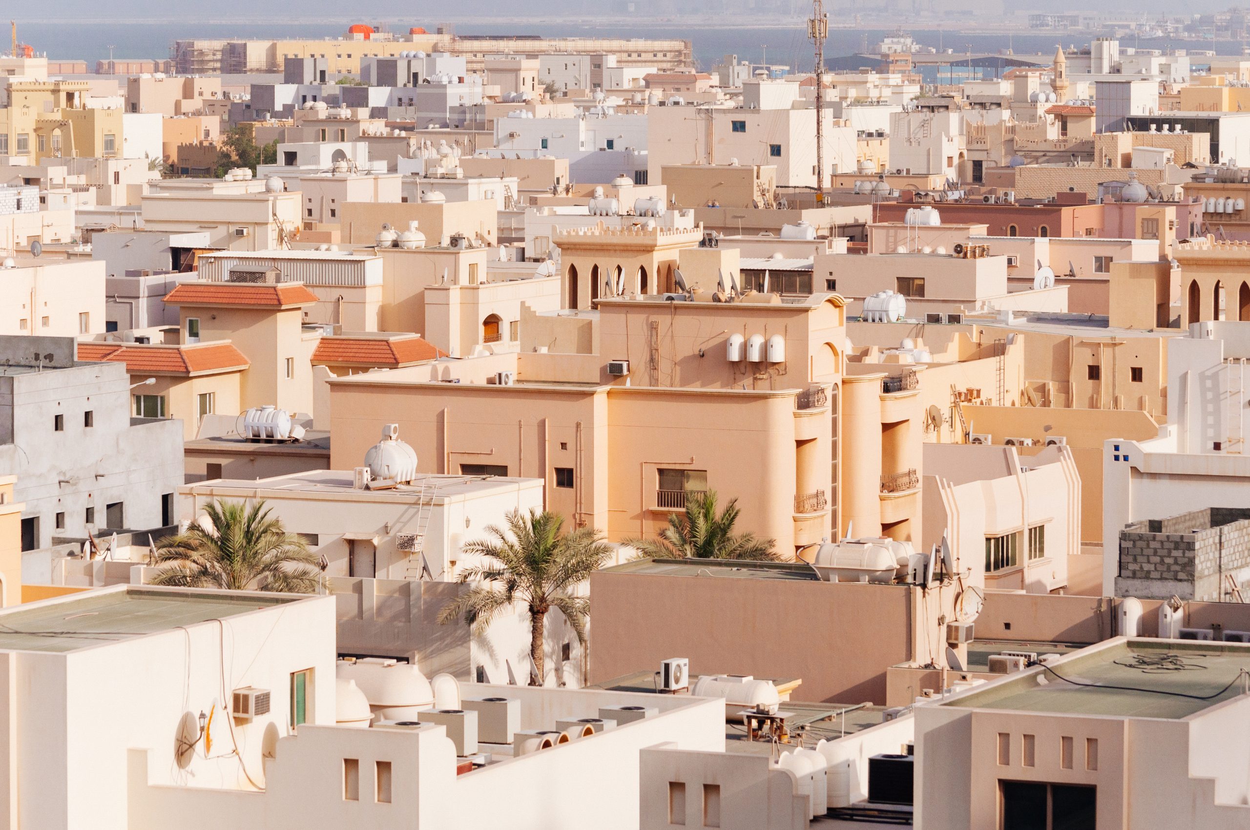 Photograph of the rooftops of villas in Bahrain.